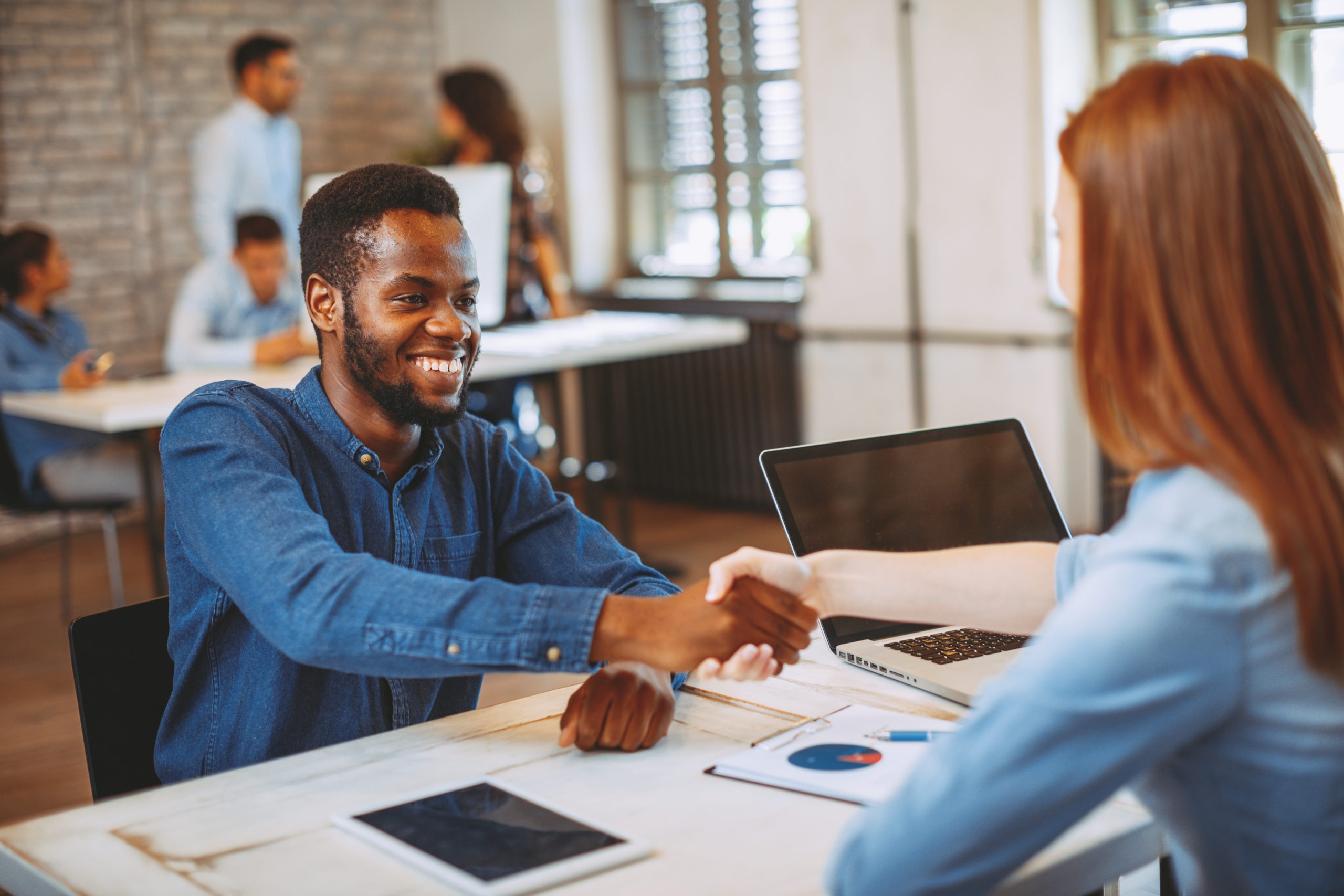 Job Interview with African American man and woman