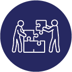 Planning Ahead Pictogram of people assembling jigsaw pieces