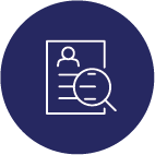 Assessment Pictogram of a document under scrutiny of a magnifying glass