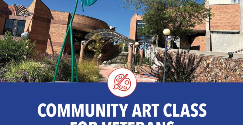 Community Aft class for veterans with a picture of the Sangre de Cristo Arts Center