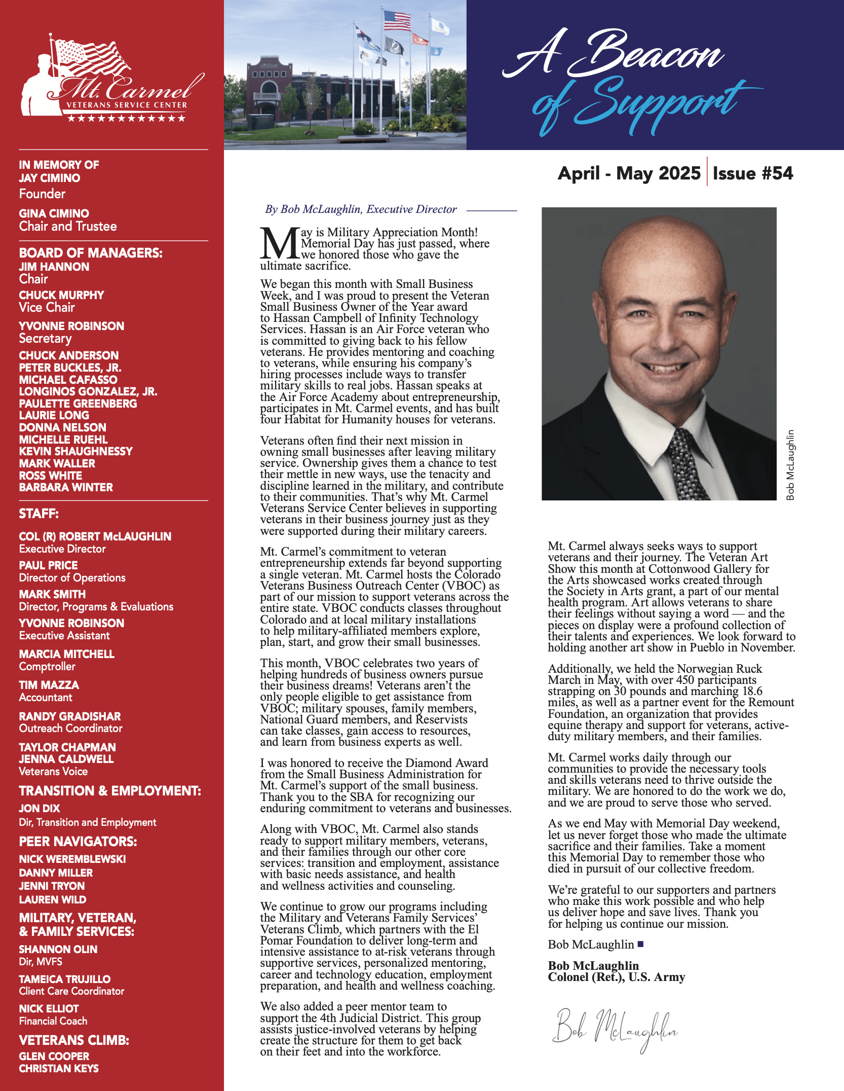 Mount Carmel Veterans Center Newsletter April - May