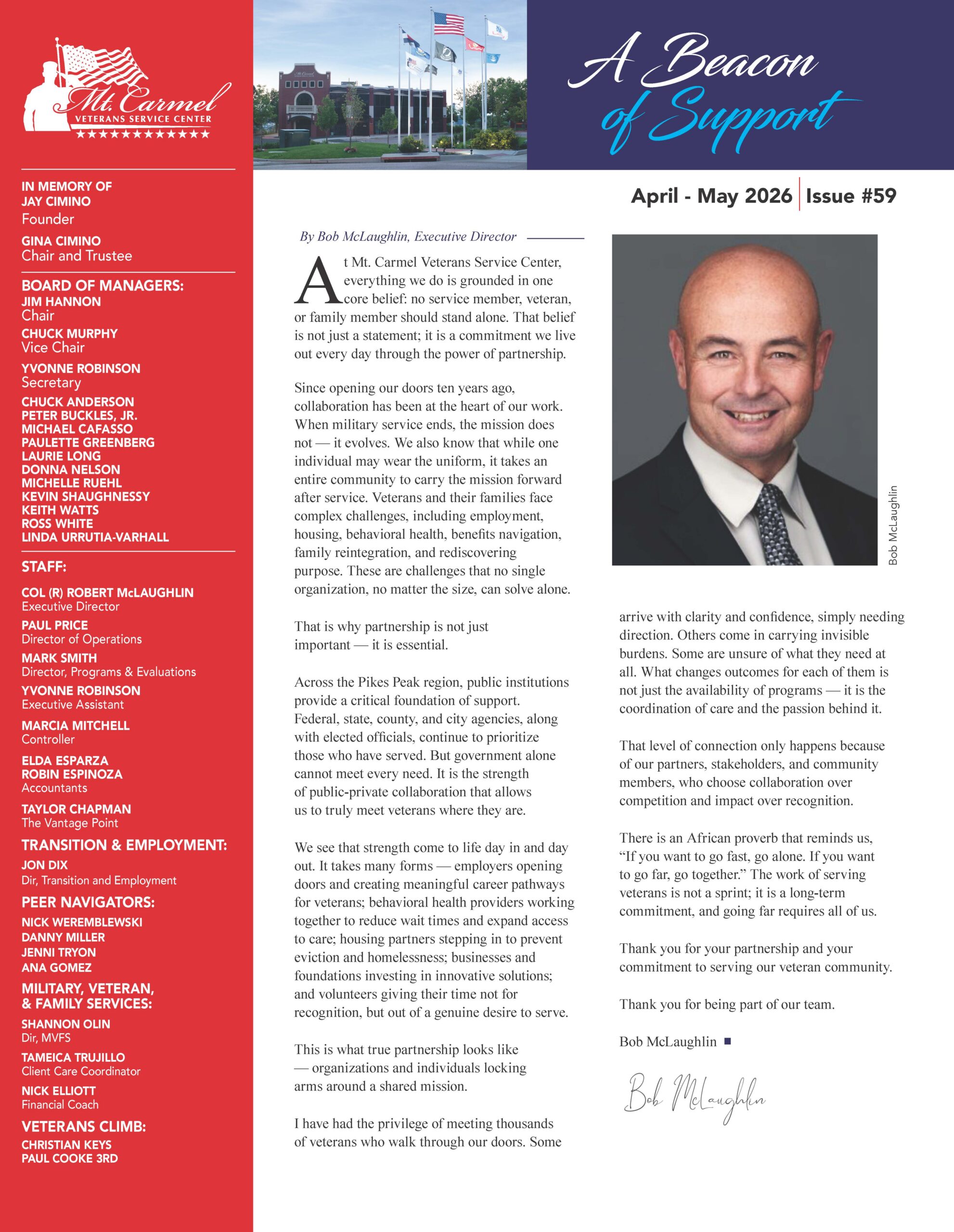 Mount Carmel Veterans Center Newsletter April - May