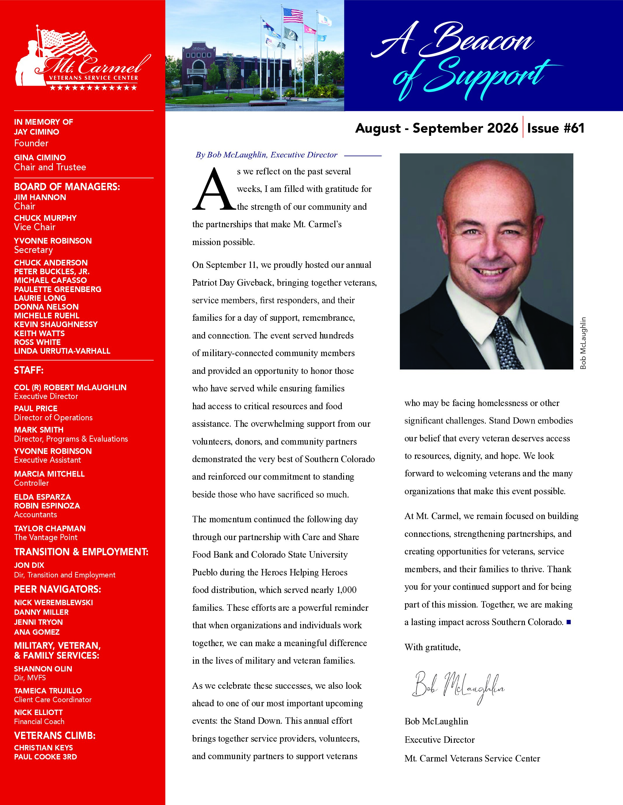 Mount Carmel Veterans Center Newsletter April - May